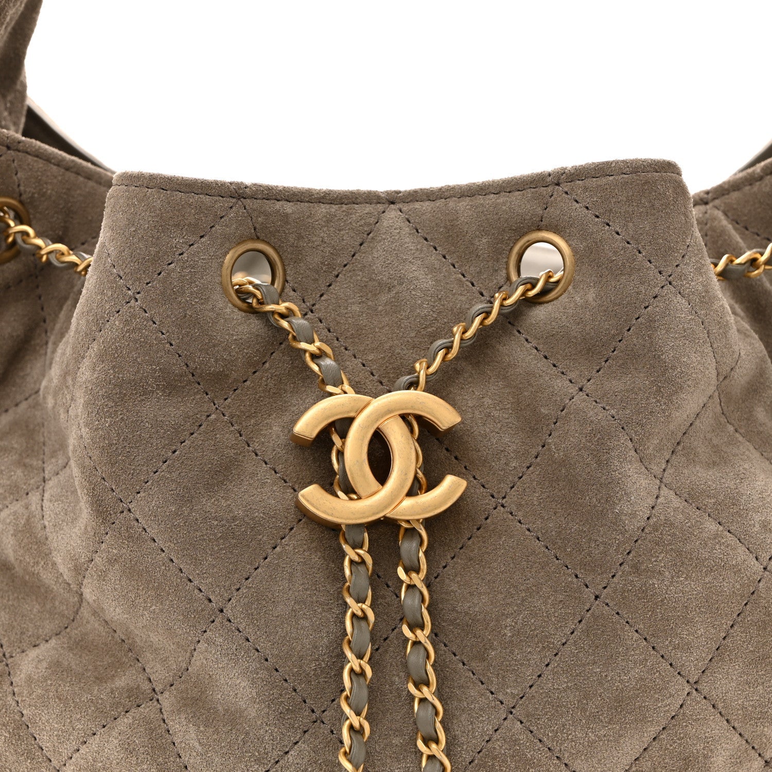 Suede Quilted Medium Chanel 25 Handbag Dark Grey