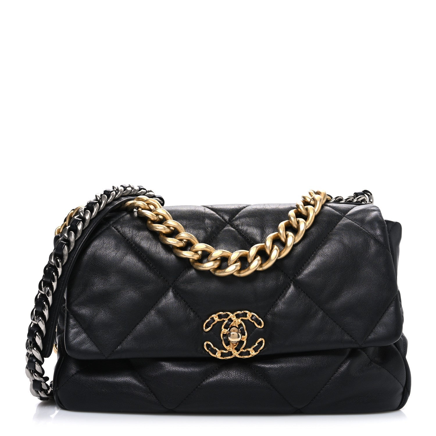 Goatskin Quilted Large Chanel 19 Flap Black
