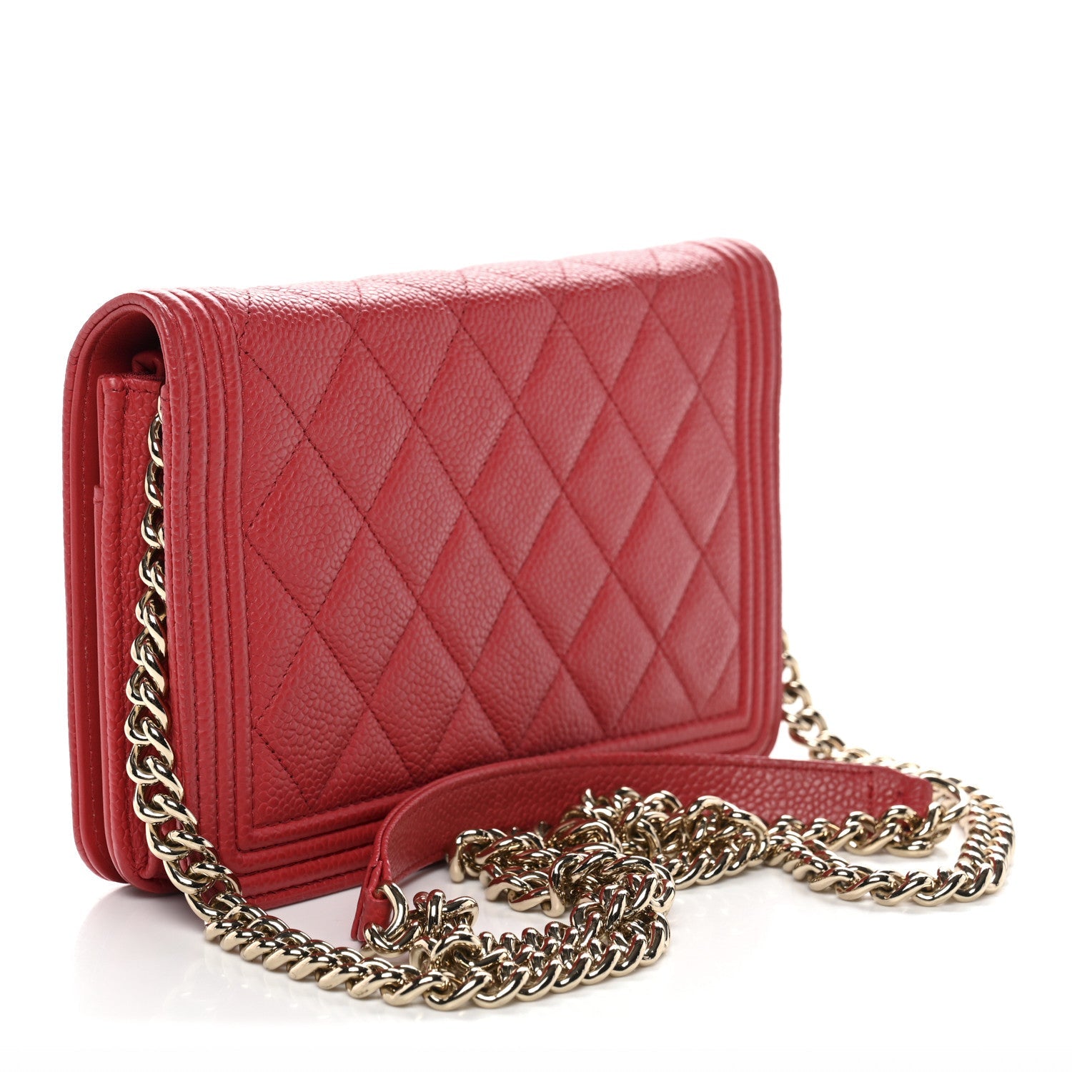 Caviar Quilted Boy Wallet On Chain WOC Red