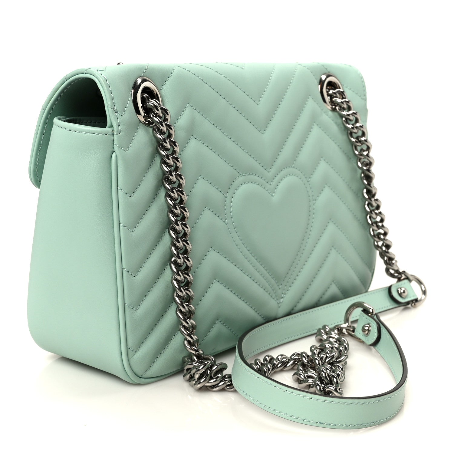 Calfskin Matelasse Small GG Marmont Shoulder Bag Water Green