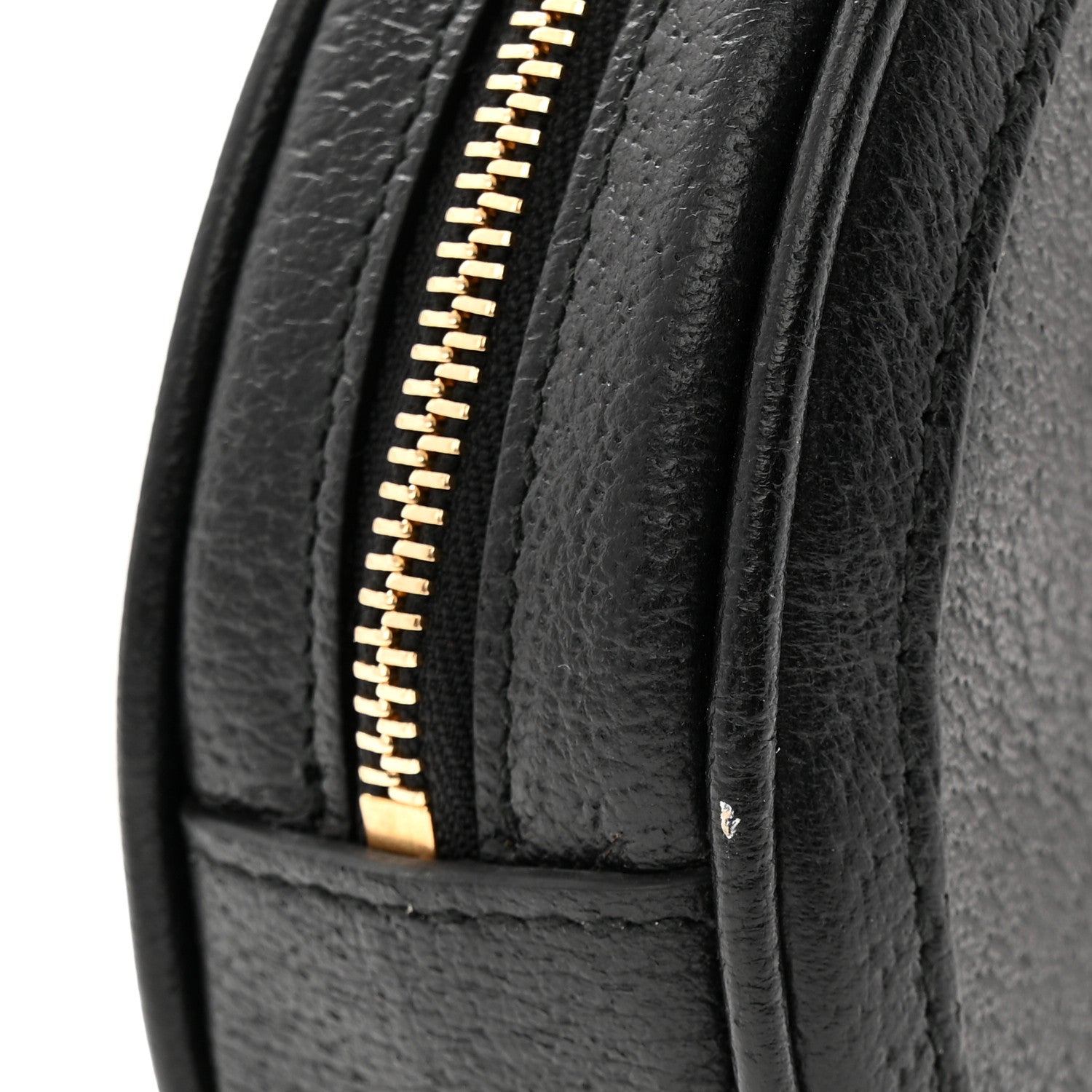 Textured Calfskin Web Ophidia Round Wrist Wallet Black