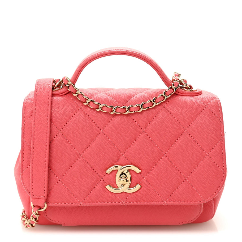 Caviar Quilted Small Business Affinity Flap Coral