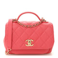 Caviar Quilted Small Business Affinity Flap Coral