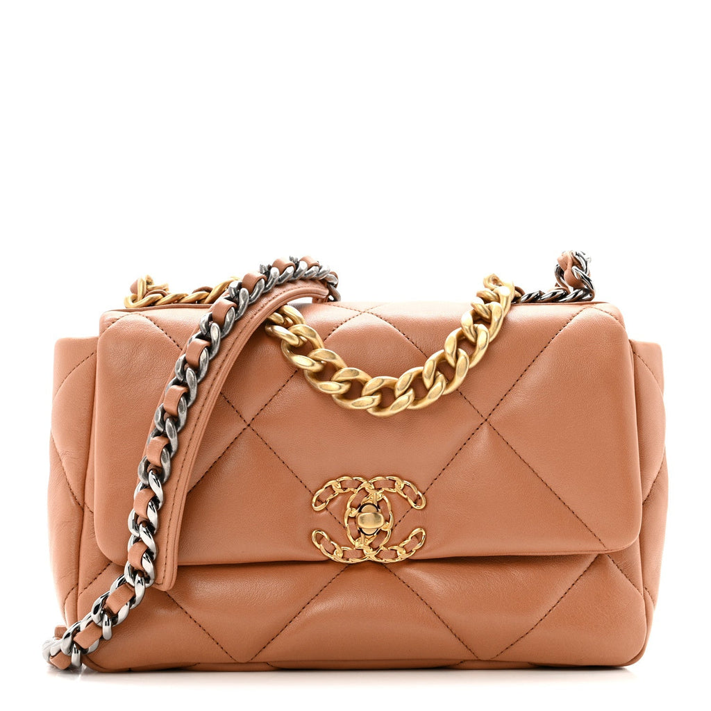 Lambskin Quilted Medium Chanel 19 Flap Brown