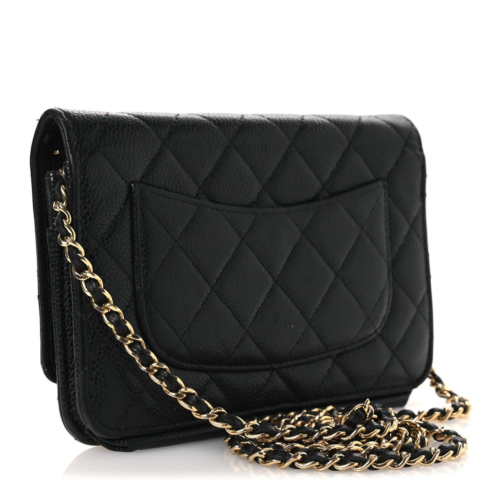 Caviar Quilted Wallet on Chain WOC Black