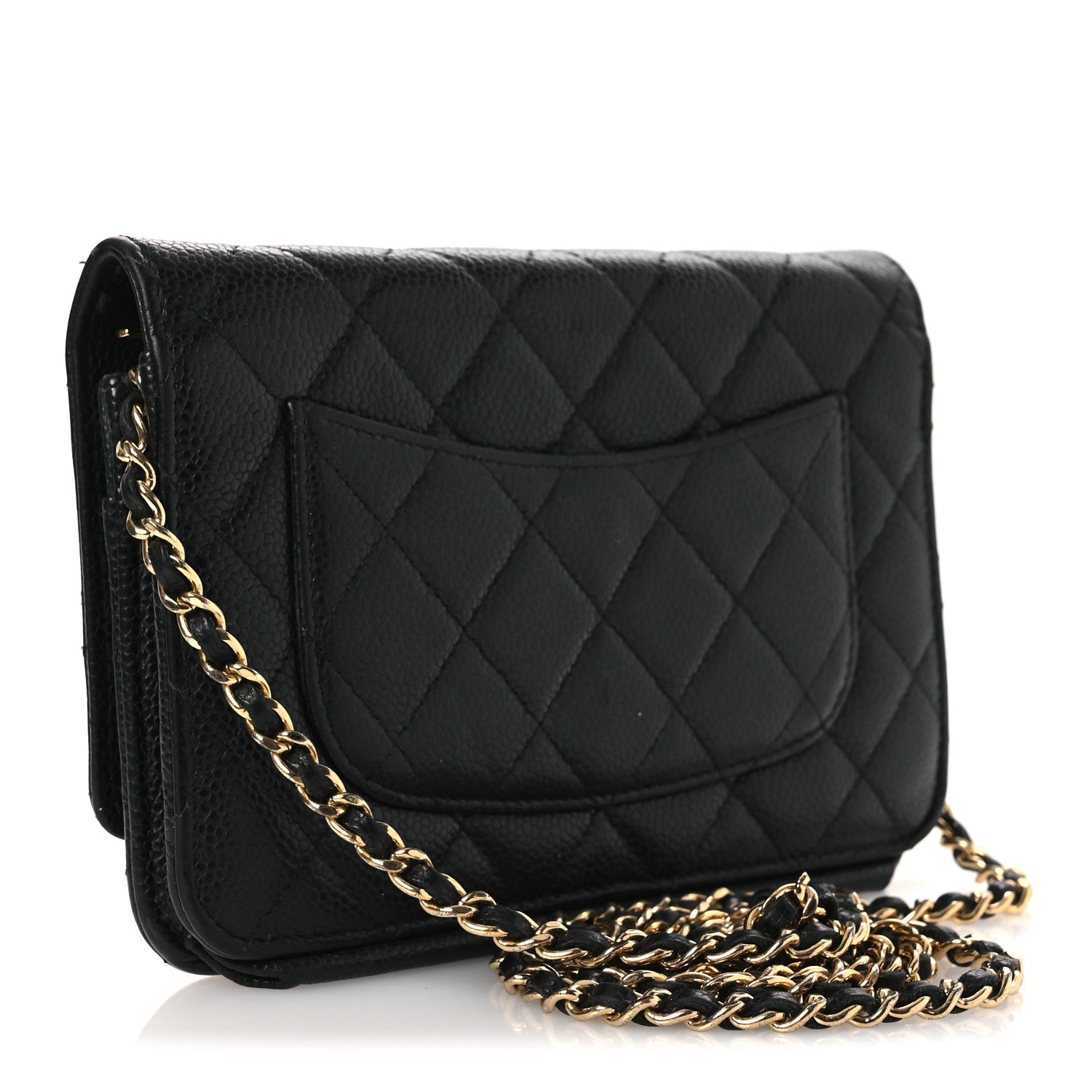 Caviar Quilted Wallet on Chain WOC Black