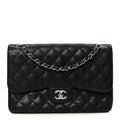 Caviar Quilted Jumbo Double Flap Black
