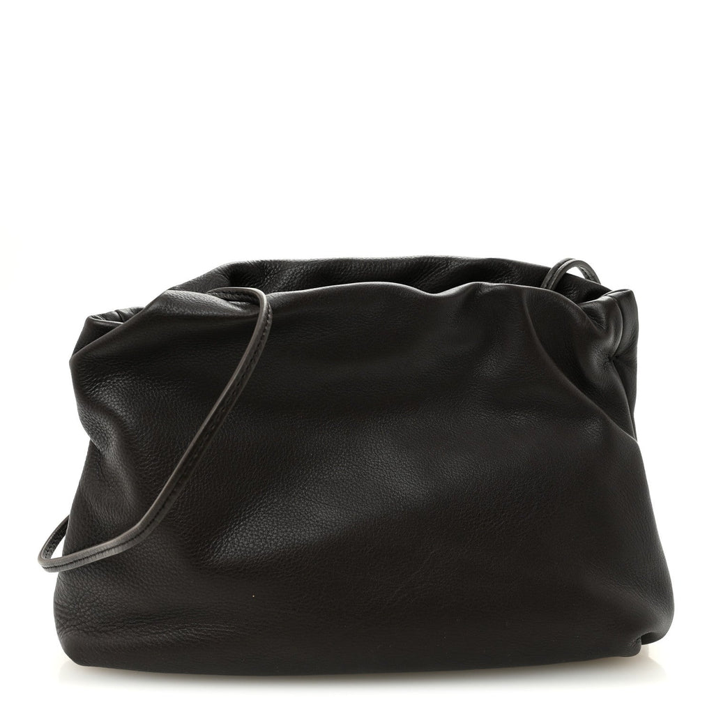 Grained Calfskin Bourse Clutch Dark Brown