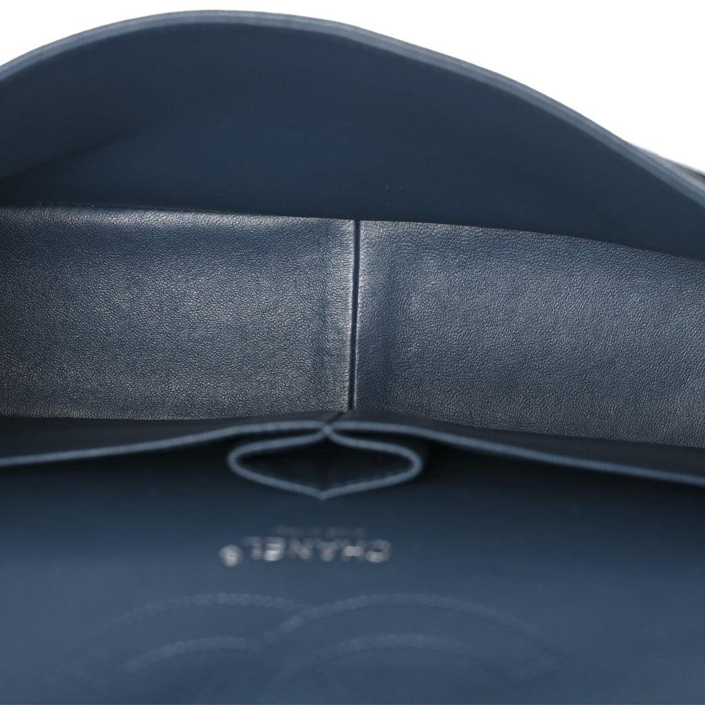 Caviar Quilted Jumbo Double Flap Blue