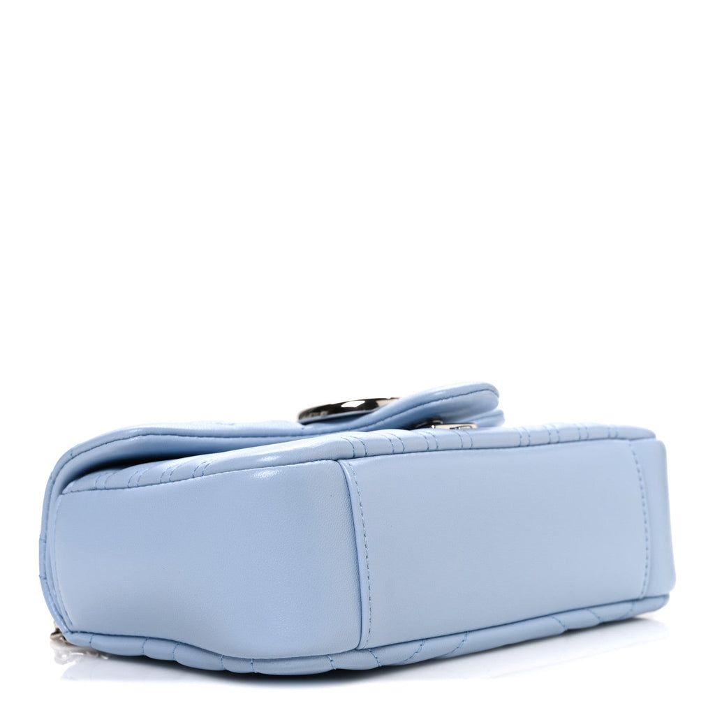 Lambskin Matelasse Small GG Marmont Shoulder Bag Light Blue
