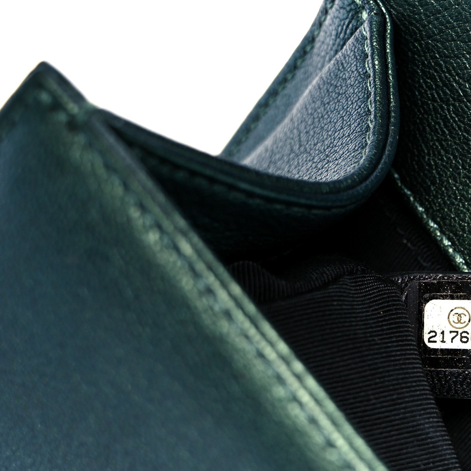Iridescent Goatskin Quilted Medium Boy Flap Green