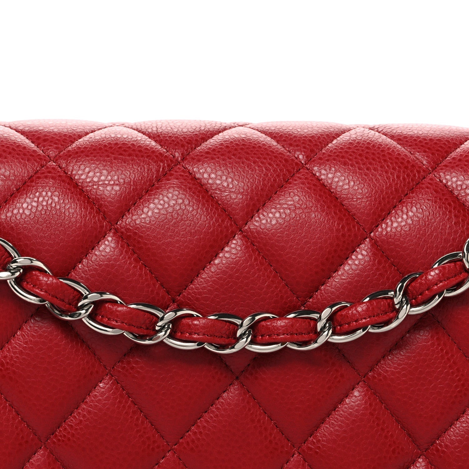 Caviar Quilted Jumbo Double Flap Dark Red
