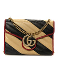 Azalea Calfskin Matelasse Diagonal Patchwork Torchon GG Marmont Chain Wallet Black Beige Romantic Cerise