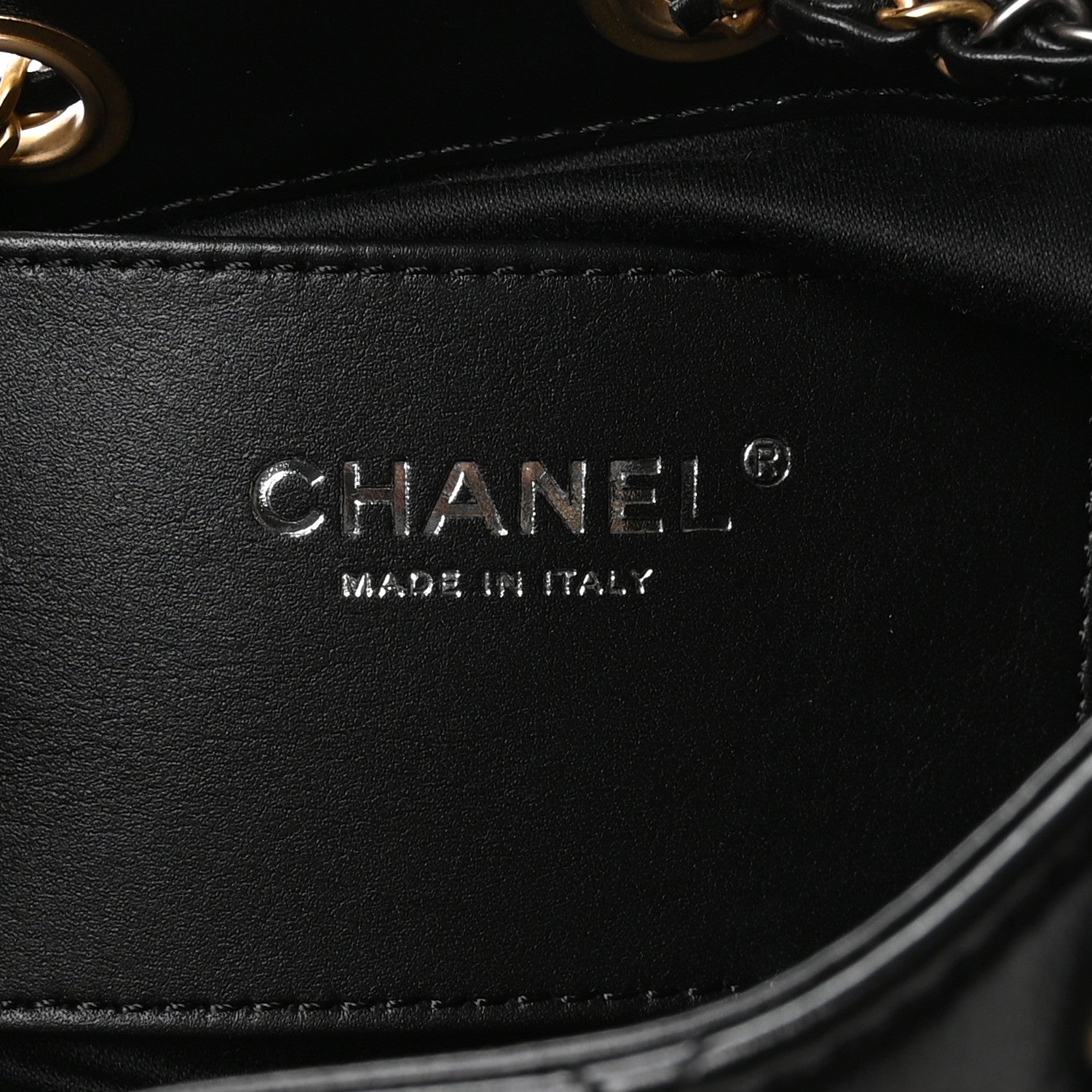 Shiny Crumpled Calfskin Quilted Mini Chanel 25 Handbag Black