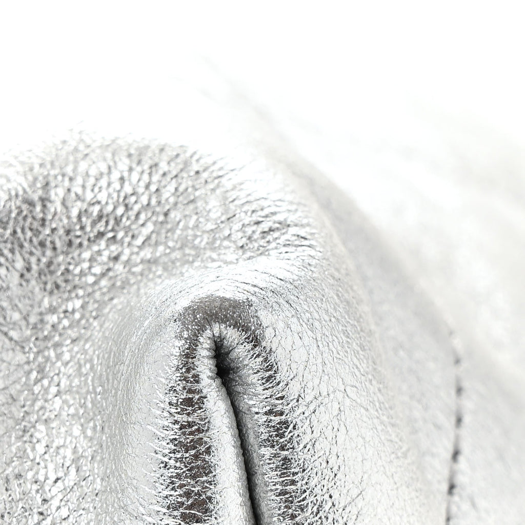 Metallic Calfskin Quilted Chanel 22 Silver