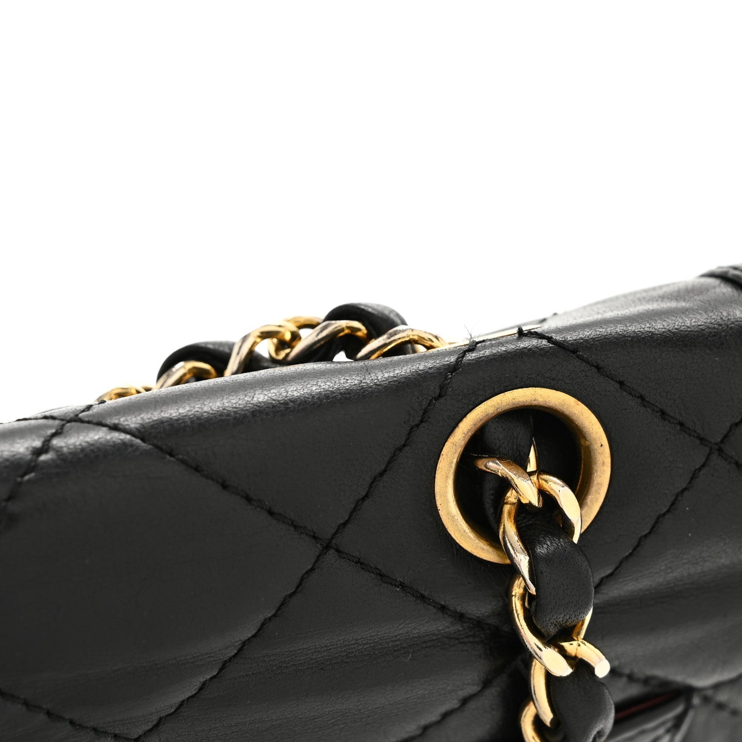 Lambskin Medium Double Flap Black