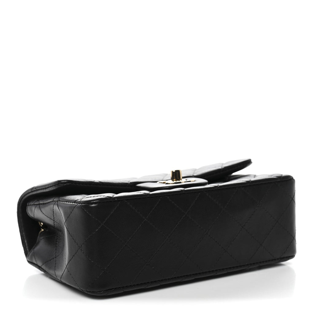 Lambskin Quilted Mini Rectangular Flap Black