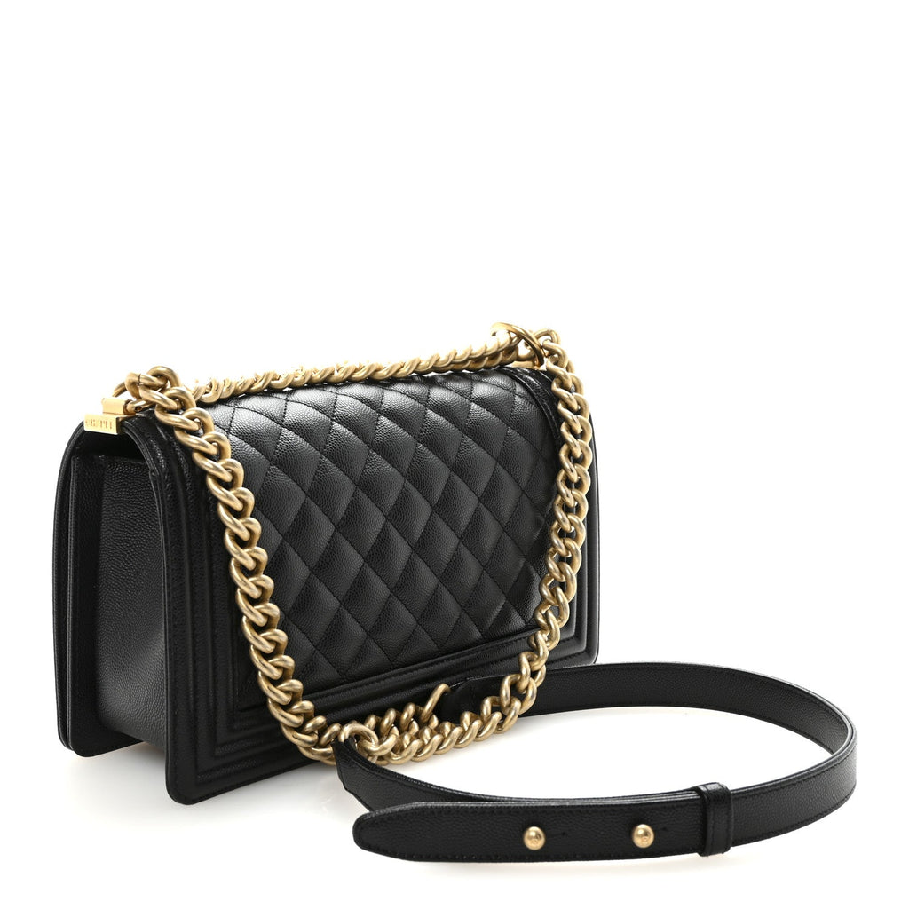 Caviar Quilted Medium Boy Flap Black