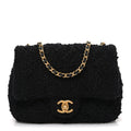 Tweed Quilted Mini Square Flap Black