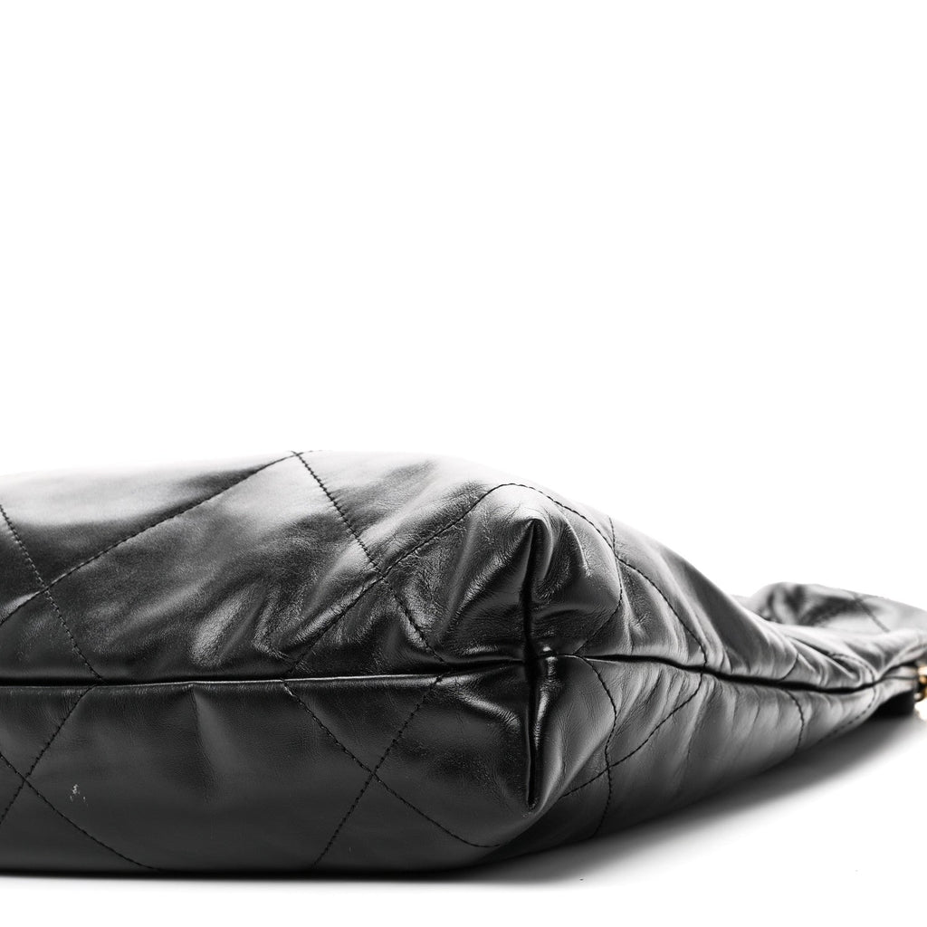 Shiny Calfskin Quilted Small Chanel 22 Black