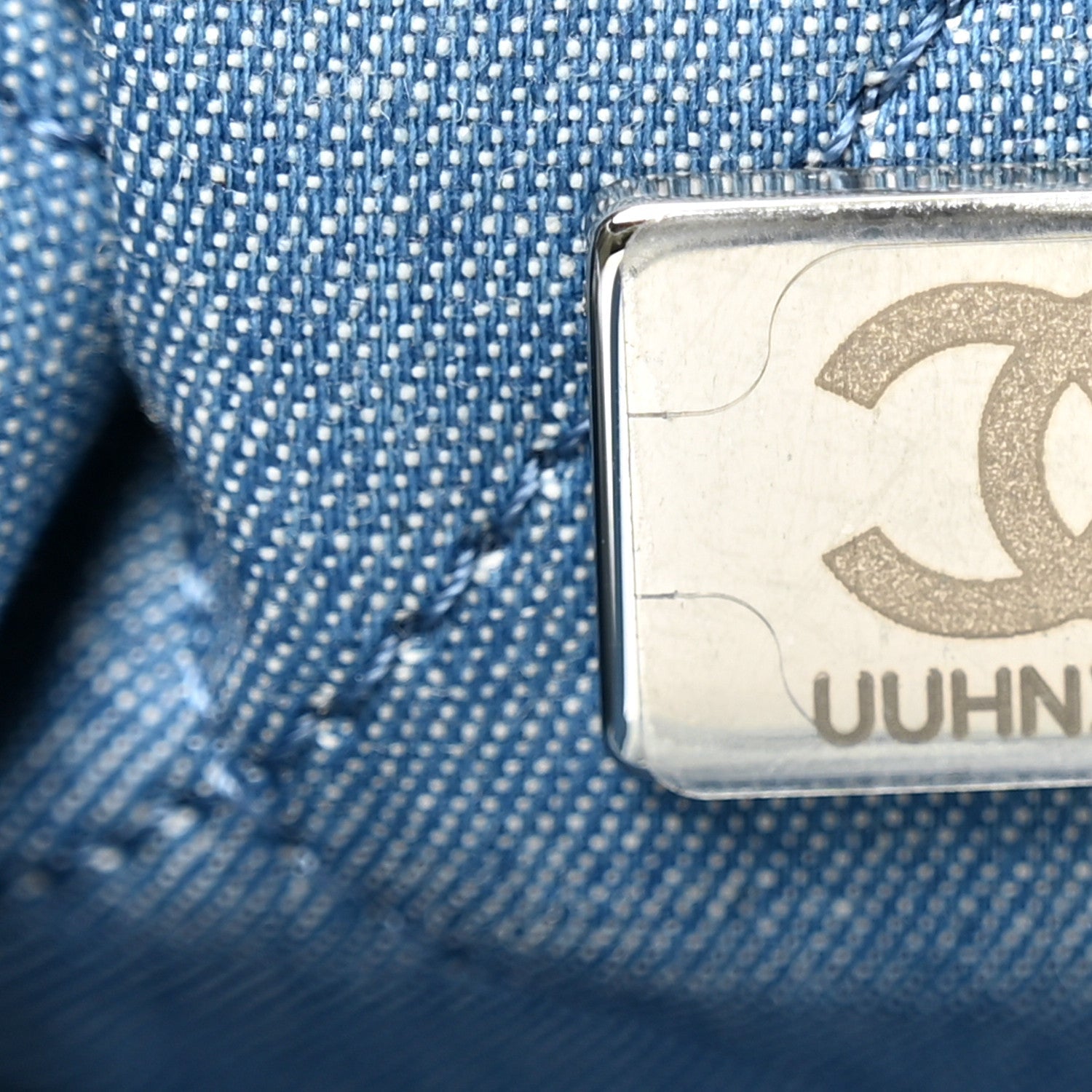 Denim Quilted Chanel 22 Backpack Blue