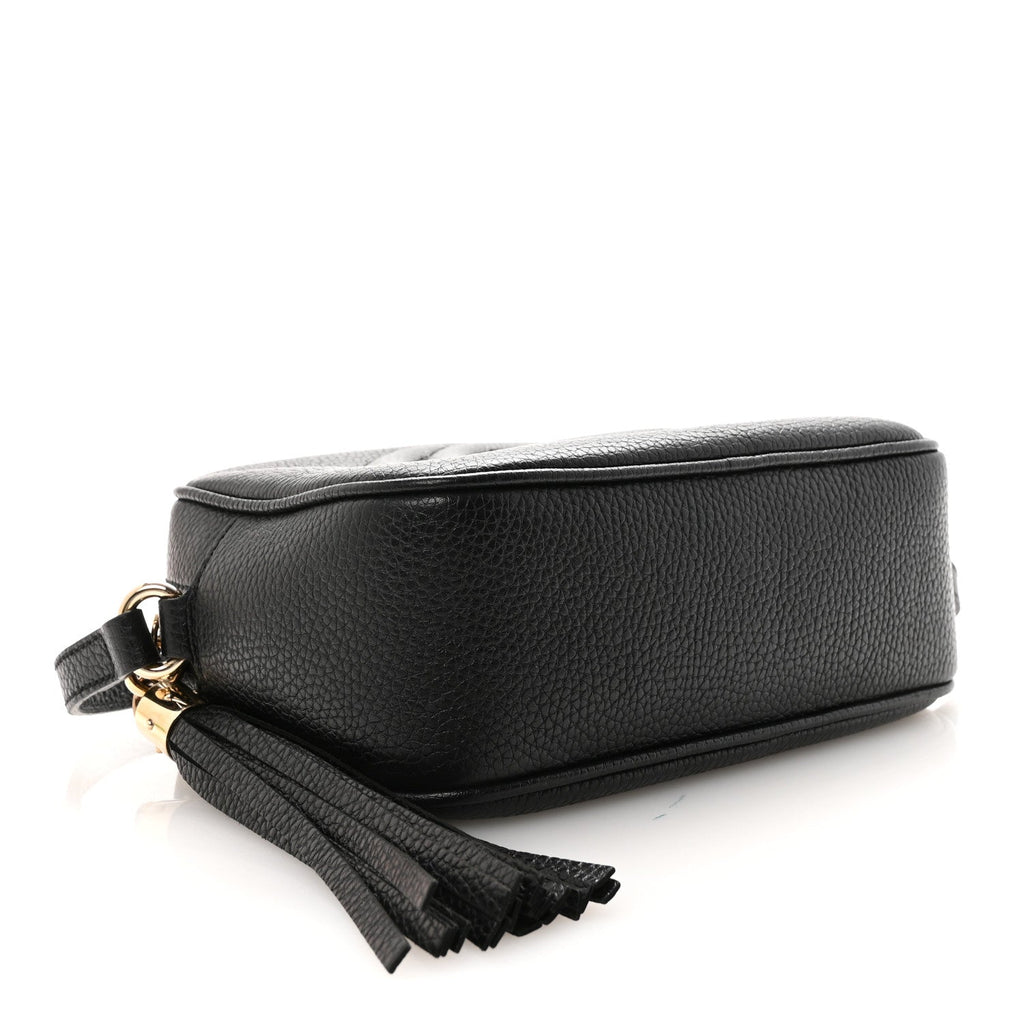 Pebbled Calfskin Small Soho Disco Bag Black