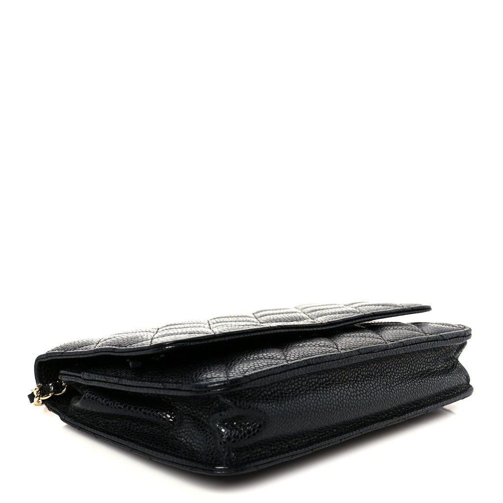 Caviar Quilted Wallet on Chain WOC Black