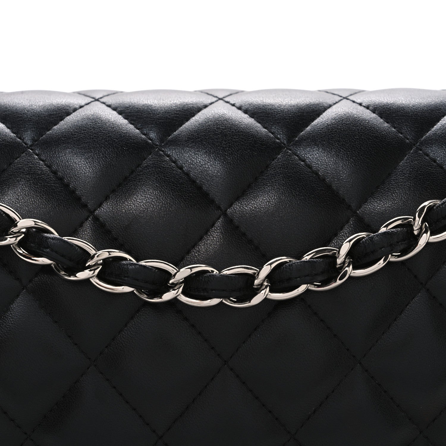 Lambskin Quilted Jumbo Double Flap Black