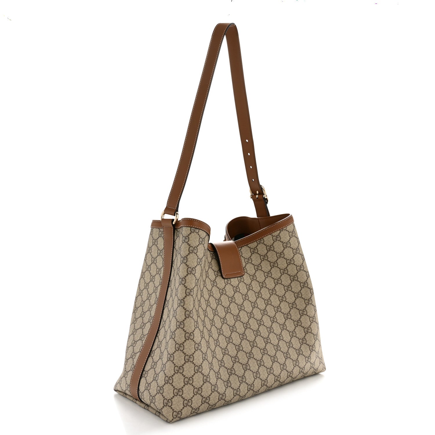 GG Icon Monogram Padlock Shoulder Bag Beige Dark Brown