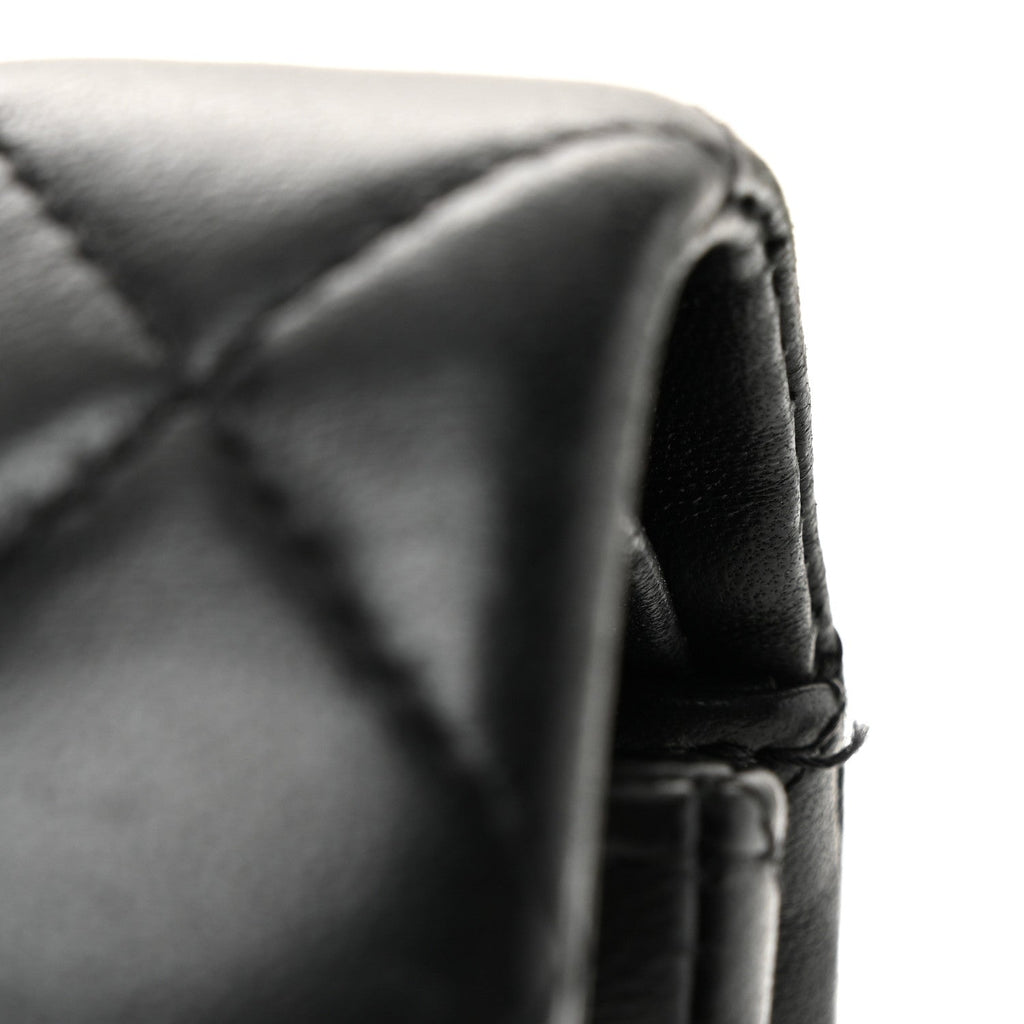 Lambskin Quilted Medium Double Flap So Black