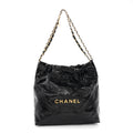 Glazed Calfskin  Quilted Small Chanel 22 Black