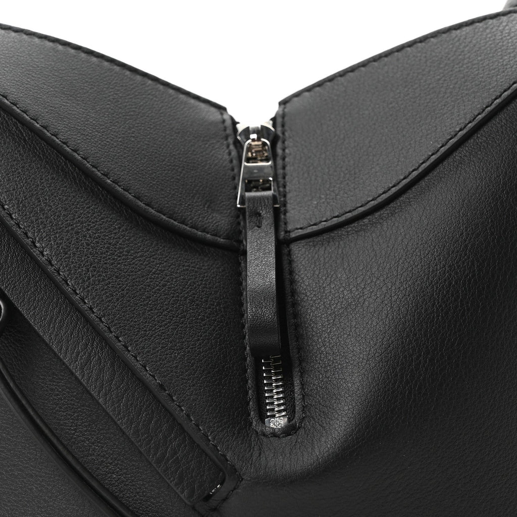 Soft Grained Calfskin Compact Hammock Shoulder Bag Black