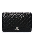 Lambskin Quilted Maxi Double Flap Black
