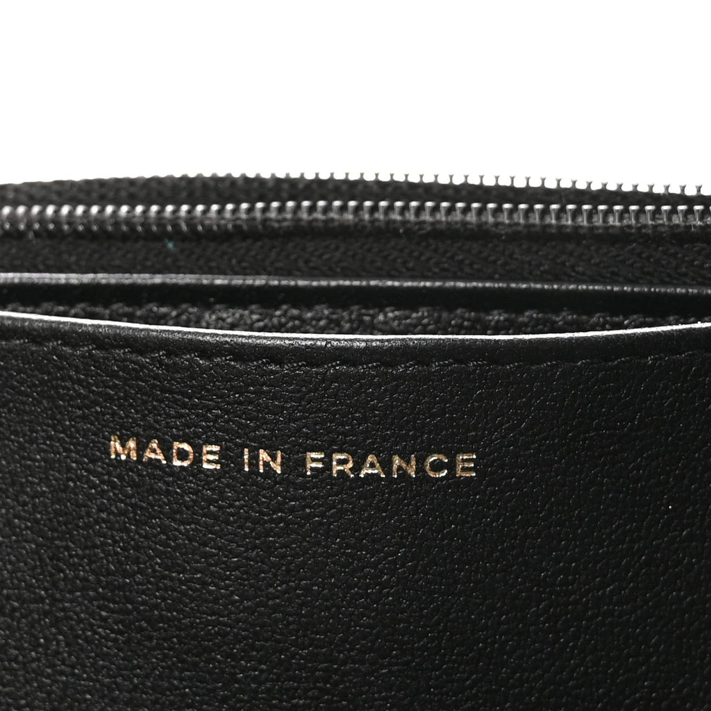 Lambskin Quilted Preppy Satchel Wallet On Chain WOC Black