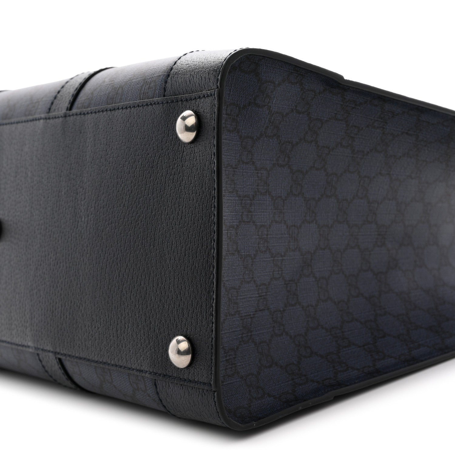 GG Supreme Monogram Textured Dollar Calfskin Large Ophidia Tote Bag Black Blue