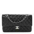 Caviar Quilted Medium Double Flap Black