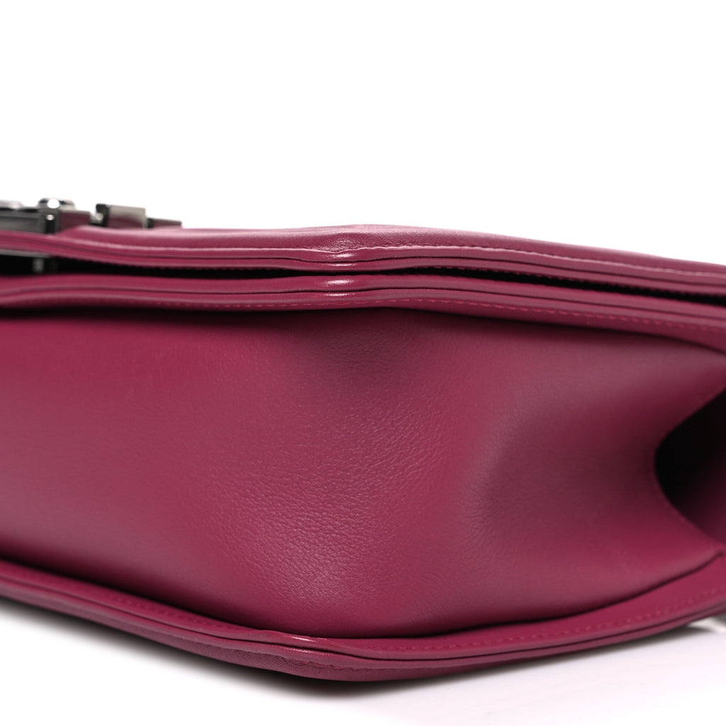 Lambskin Chevron Quilted Medium Boy Flap Dark Pink
