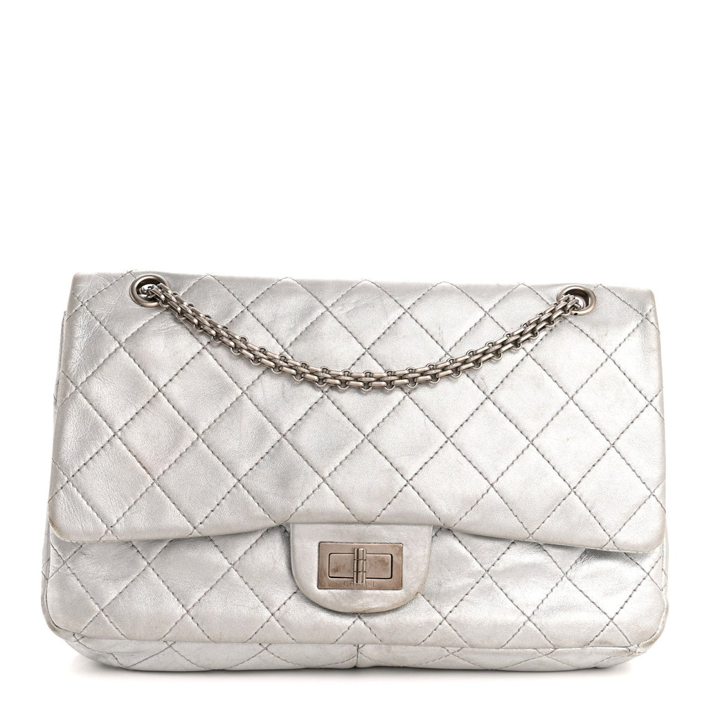 Metallic Lambskin Quilted 2.55 Reissue 227 Flap Silver