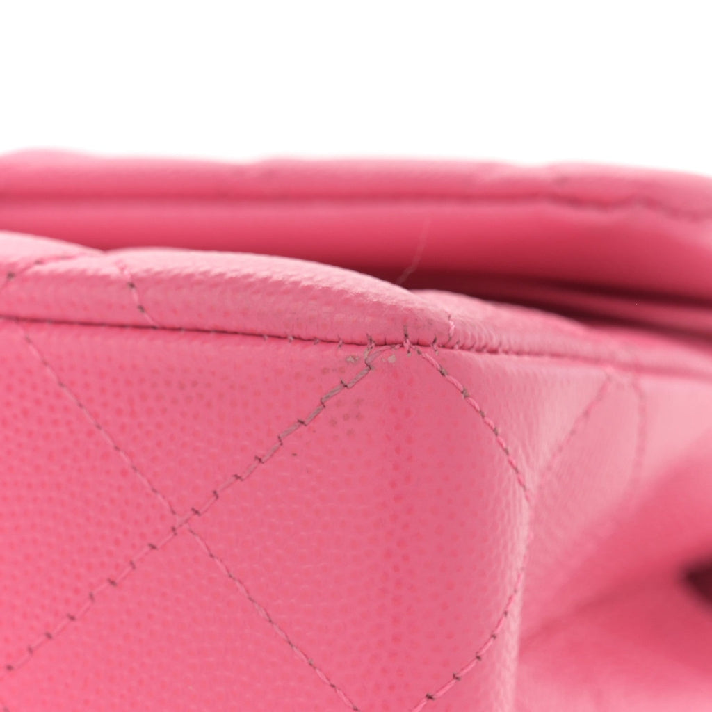 Caviar Quilted Small Double Flap Pink