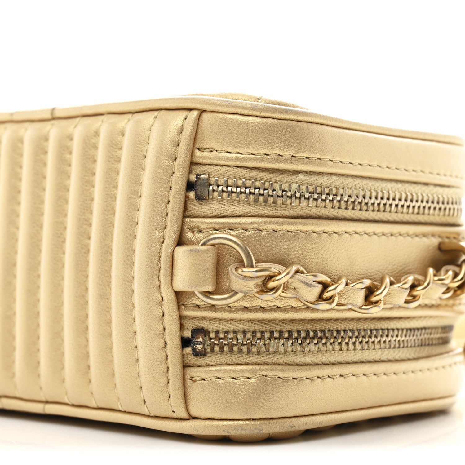 Metallic Lambskin Mini Coco Boy Camera Case Gold