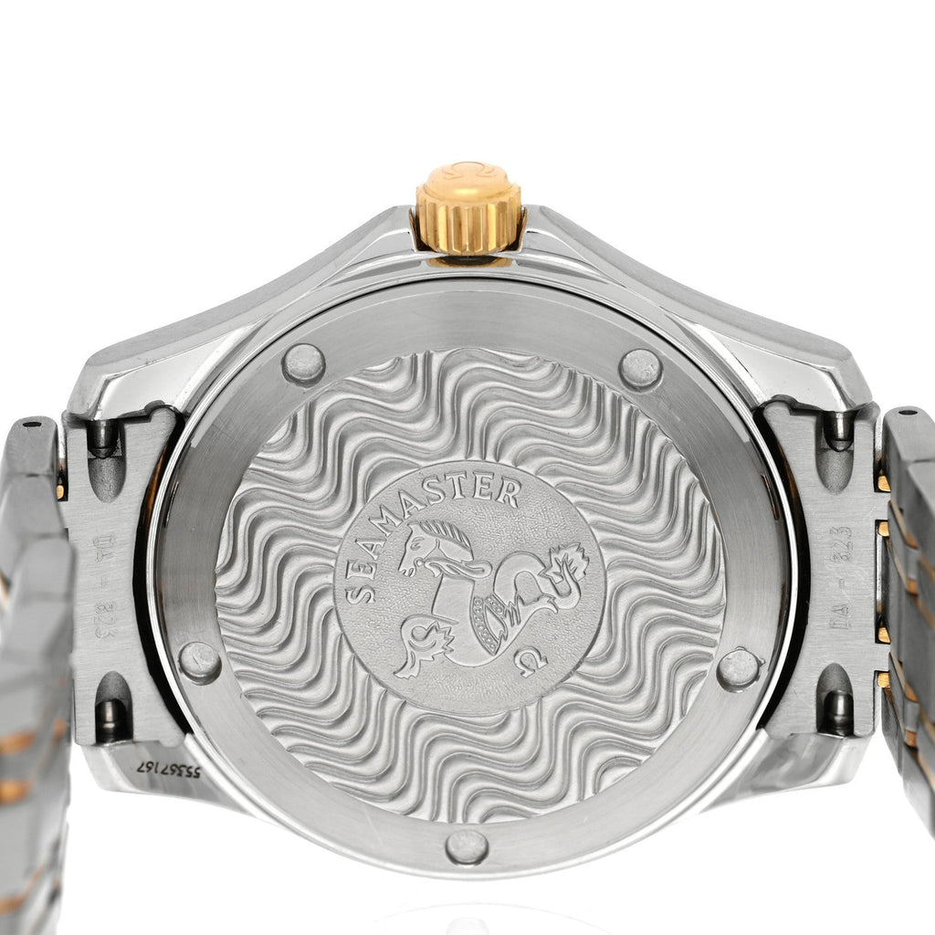 Stainless Steel 18K Yellow Gold 36mm Seamaster 120M Quartz Watch Silver 396.1501