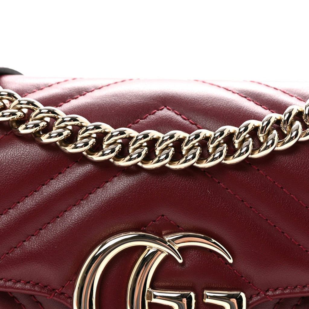 Calfskin Matelasse Small GG Marmont Shoulder Bag  Rosso Ancora