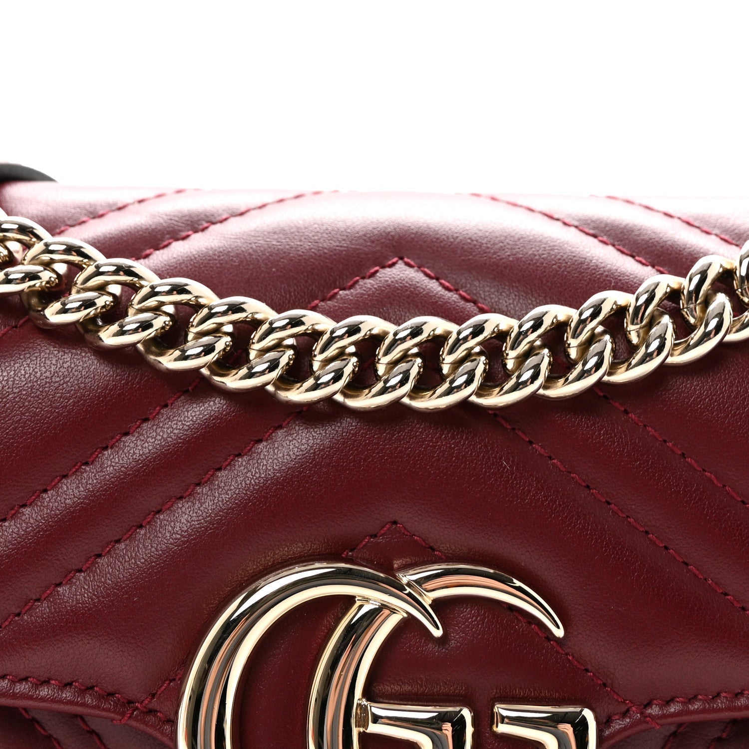 Calfskin Matelasse Small GG Marmont Shoulder Bag  Rosso Ancora