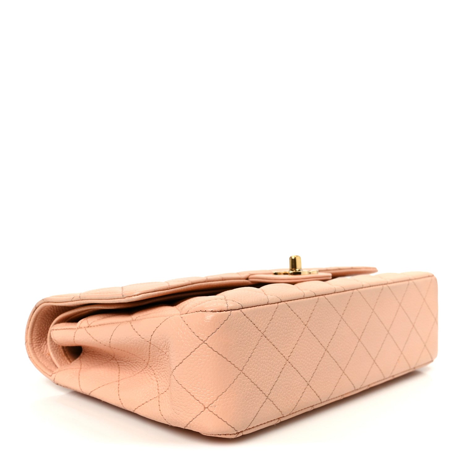 Caviar Quilted Medium Double Flap Light Pink