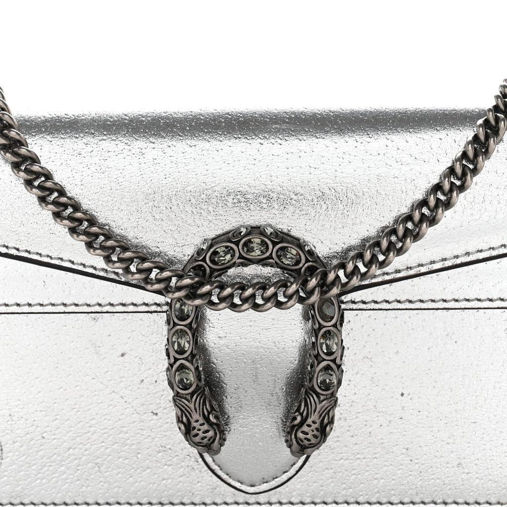 Metallic Calfskin Super Mini Dionysus Shoulder Bag Silver