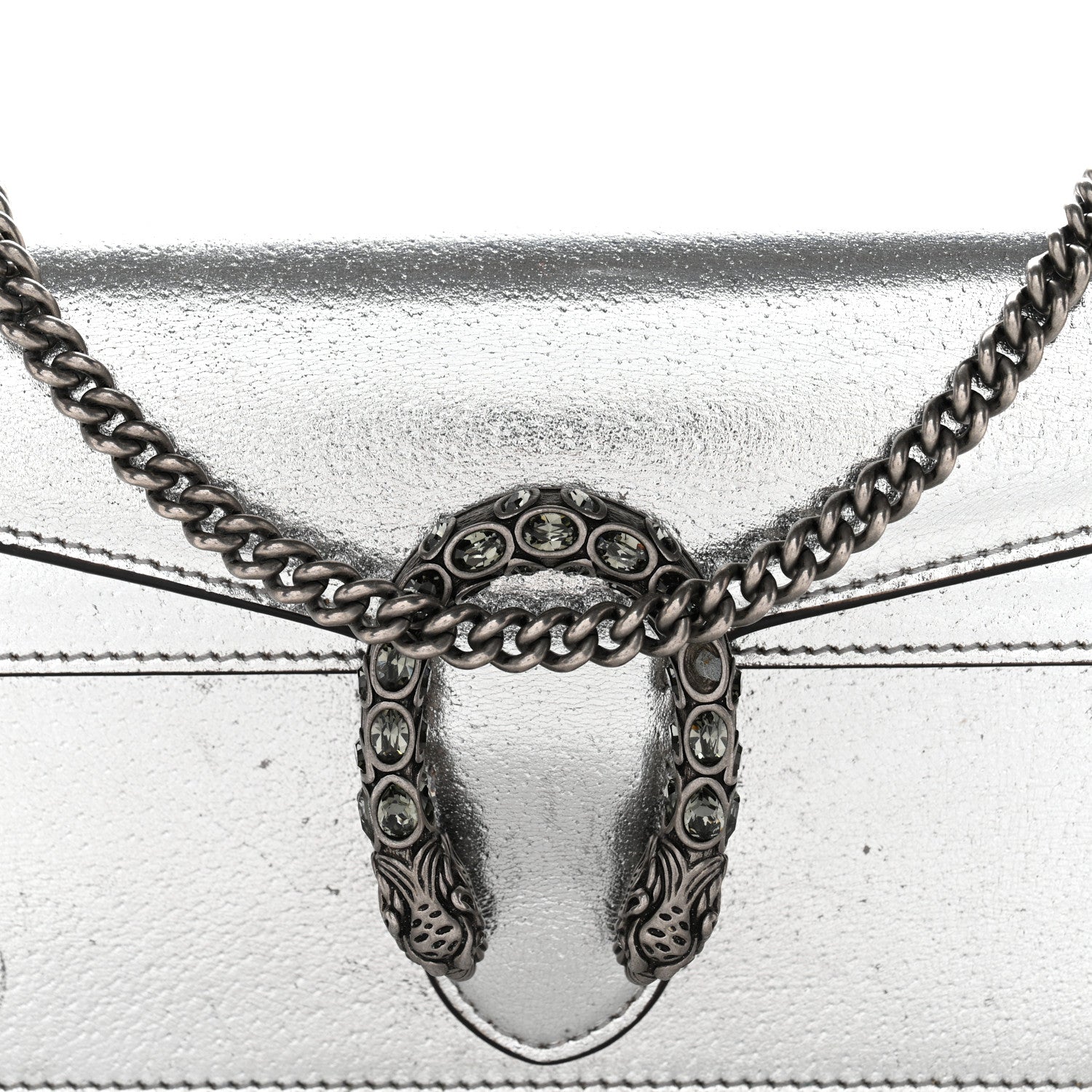 Metallic Calfskin Super Mini Dionysus Shoulder Bag Silver