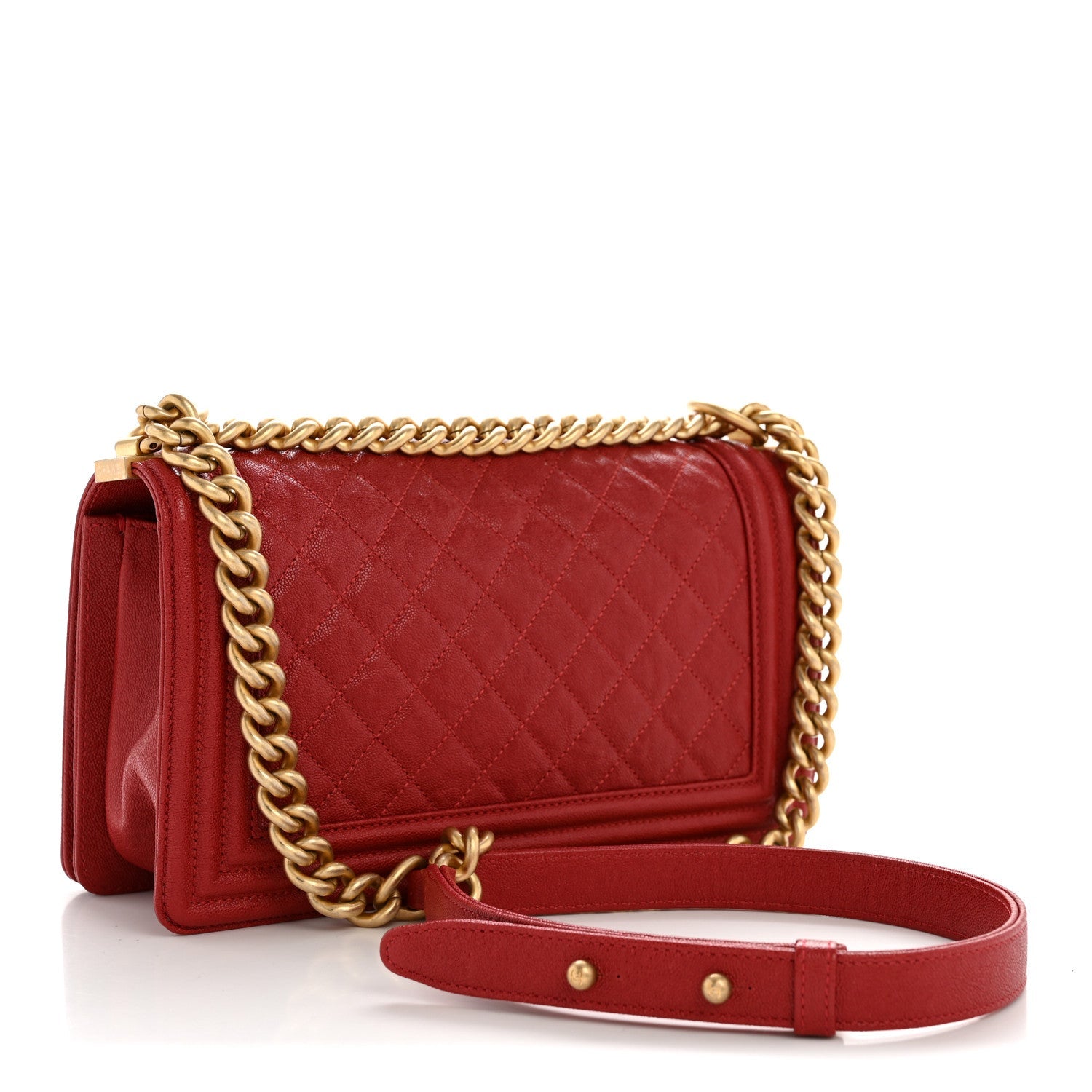 Lambskin Quilted Medium Boy Flap Red