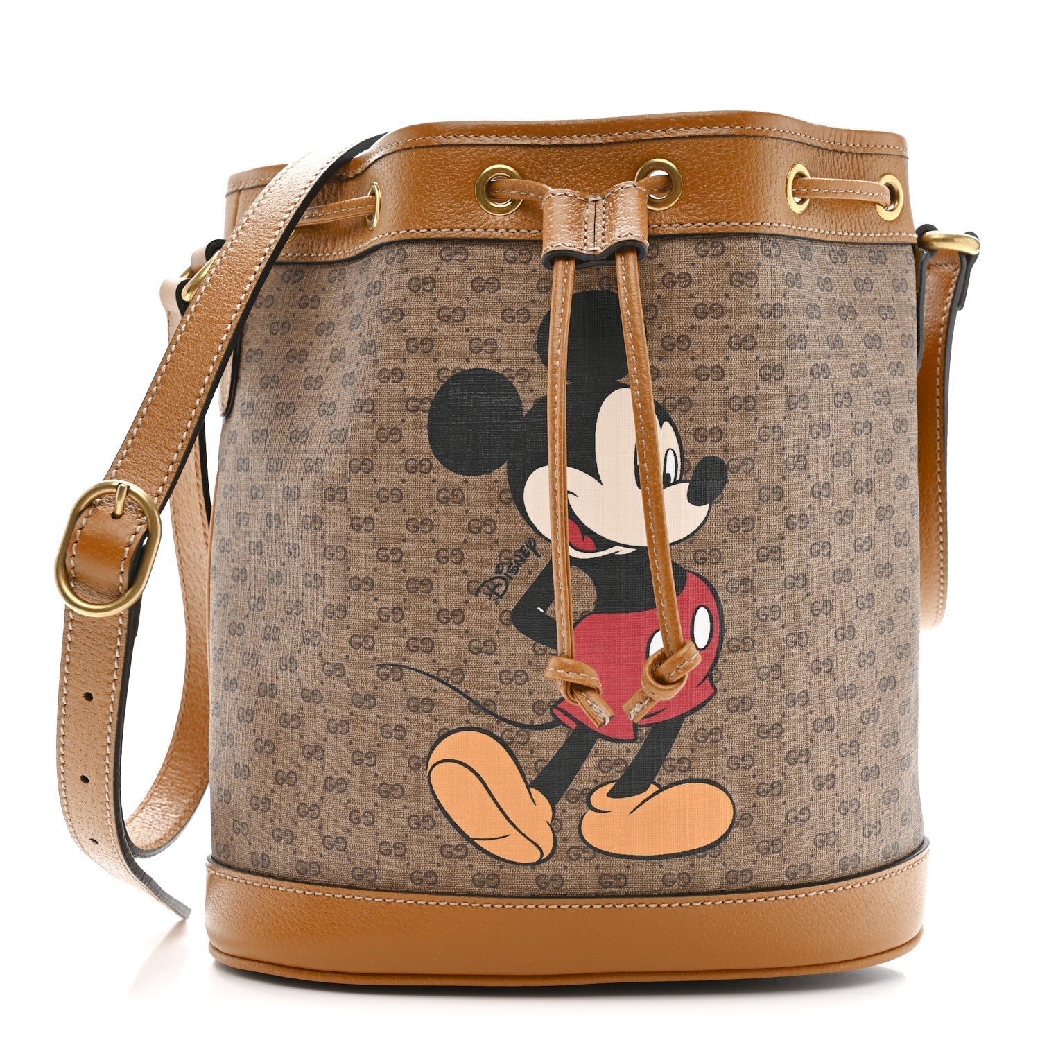 X DISNEY Mini Vintage GG Supreme Monogram Bucket Bag Beige Vintage Sun Oil