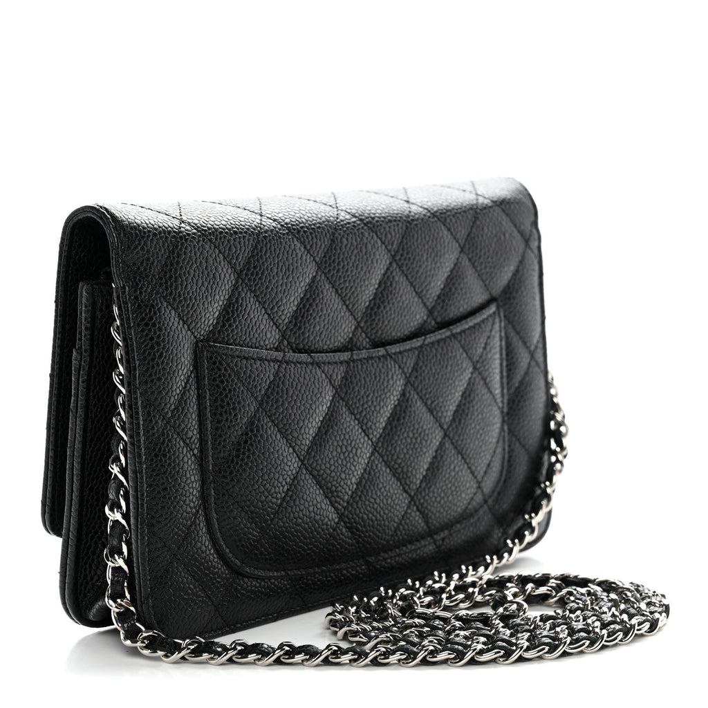 Caviar Quilted Wallet on Chain WOC Black