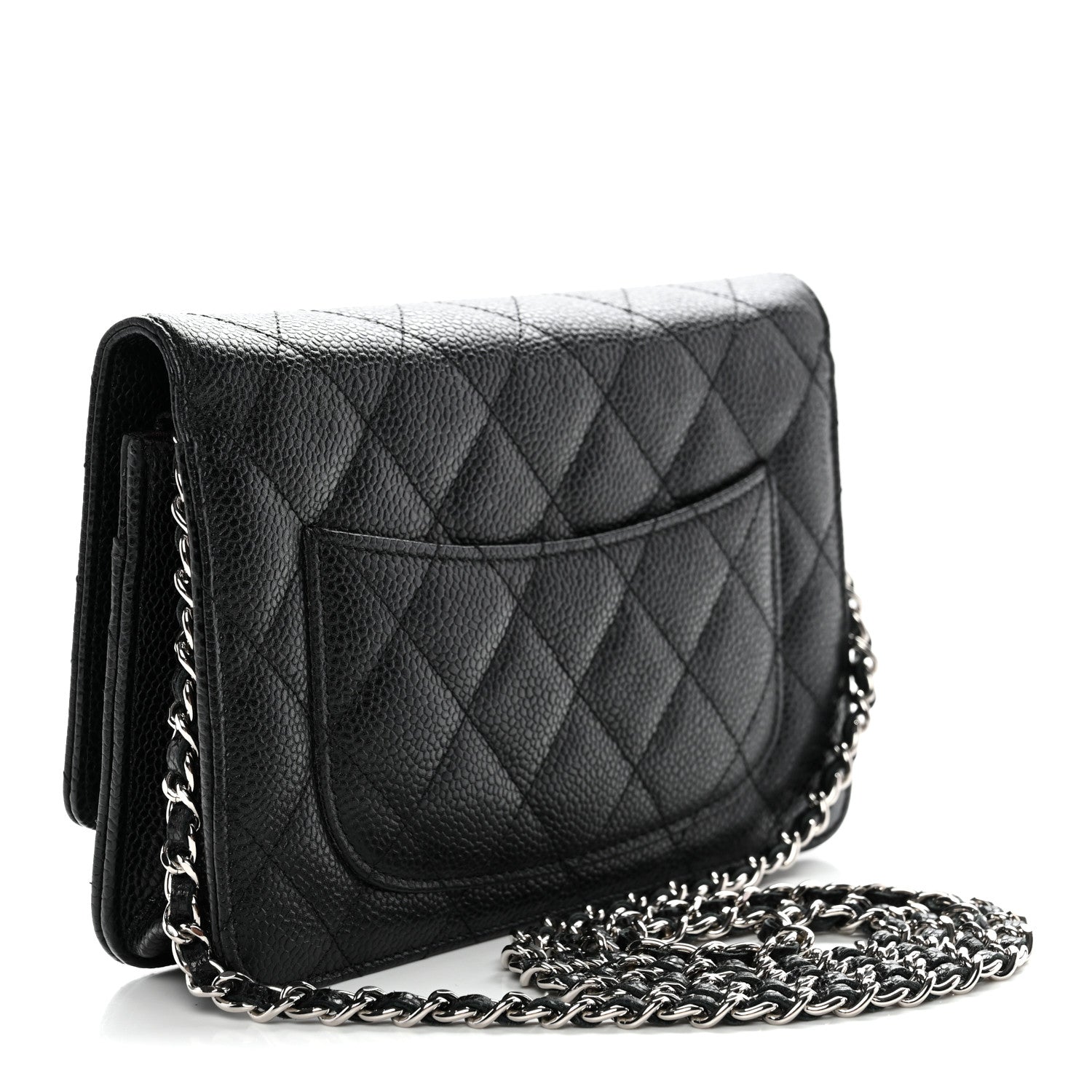 Caviar Quilted Wallet on Chain WOC Black